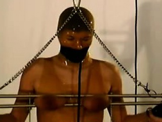 Filthy redhead gets her tits smashed in BDSM scene