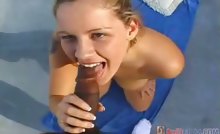 Babe doesnt waste a second putting her mouth on that cock!