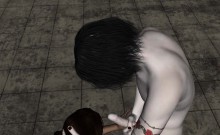 3d Brunette Sucking On A Vampire's Hard Cock