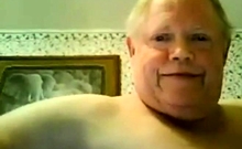 fat grandpa jerking off on the bed