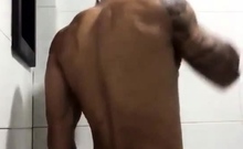 black guy shower with his giant cock