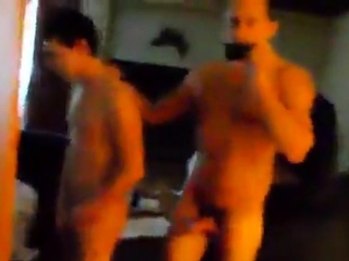 A muscle daddy barebacking his twink in the hotel room