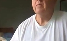 old man jerking his big dick