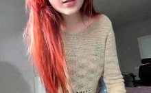 Redhead teen solo anal masturbation with sex toy