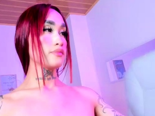 Small tits shemale gets banged in bed
