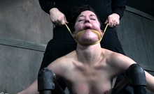 Hot brunette amateur MILF rides hubbys cock