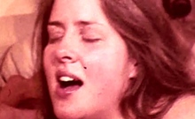 Brunette amateur slut fucking hardcore and taking facial