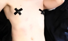 Small tits shemale gets banged in bed