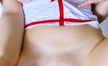 Stacked brunette goes solo toys and masturbation