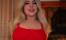 Cute blonde with big boobs solo