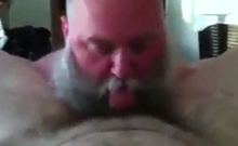 Bearded Daddy Sucks Big Cock