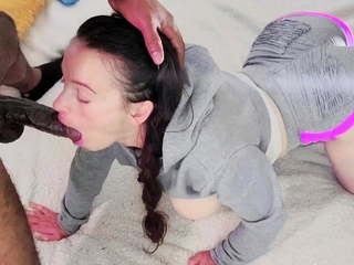 Brunette Slut Gives Blowjob To Big Cock Outdoors