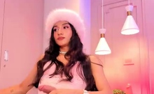 Chubby Big Tits Shemale Jerking Her Big Cock