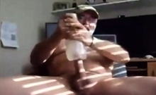Silver Daddy Bear Cums Hard with Toy