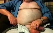 Hairy Grandpa Bear Strokes His Big Cock