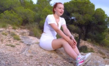 Tattooed Redhead Masturbates Huge Ass Outdoors